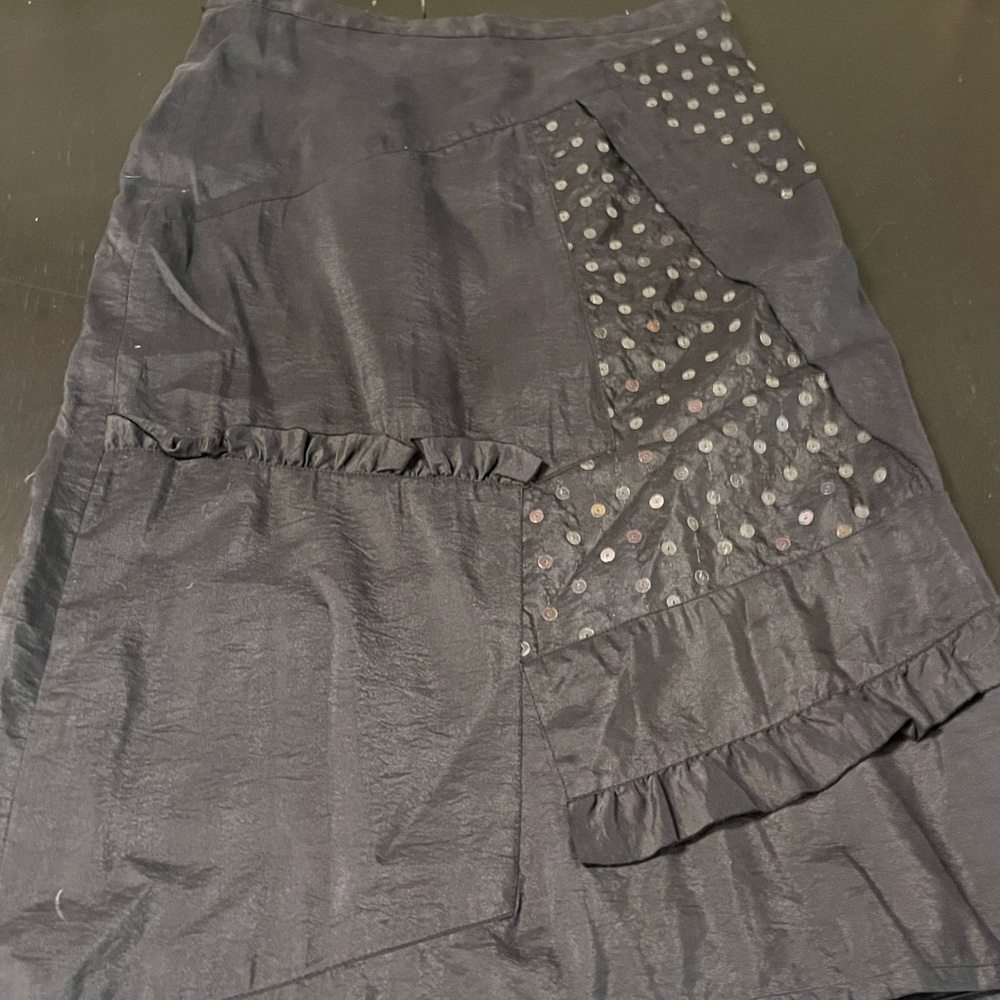 Martine Sitbon A line/slim fit sequin designer skirt slim fit 80s fringe